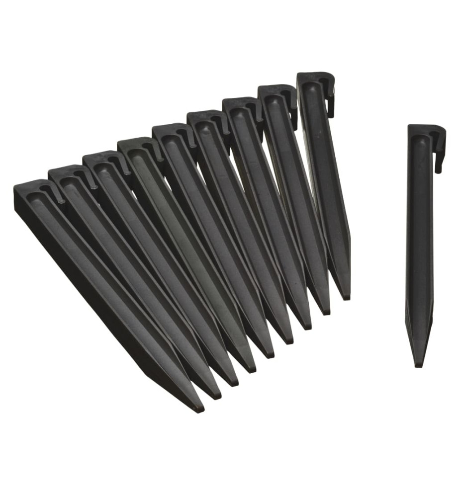 Nature Chevilles d'ancrage de jardin 10 pcs Noir