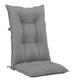 Coussins de chaise de jardin à dossier haut lot de 4 gris tissu