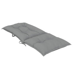 Coussins de chaise de jardin à dossier haut lot de 4 gris tissu