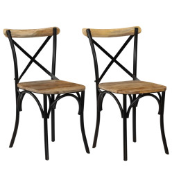 Chaises à dossier croisé lot de 2 noir bois de manguier solide