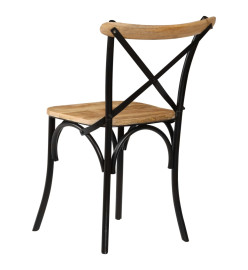 Chaises à dossier croisé lot de 2 noir bois de manguier solide