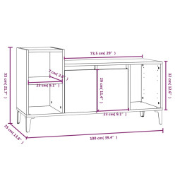 Meuble TV Blanc brillant 100x35x55 cm Bois d'ingénierie