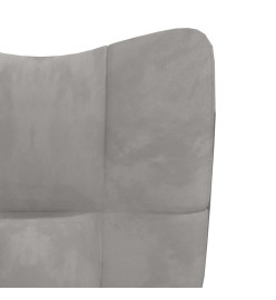 Chaise de relaxation avec repose-pied Gris clair Velours