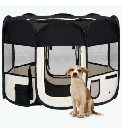 Parc pour chiens pliable avec sac de transport Noir 90x90x58 cm