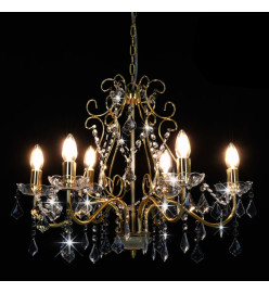 Lustre avec perles de cristal Doré Rond 6 x E14