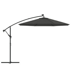 Parasol en porte-à-faux LED et mât en acier 300cm Anthracite