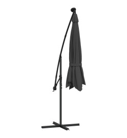 Parasol en porte-à-faux LED et mât en acier 300cm Anthracite