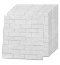 Papier peint 3D autoadhésif Briques 10 pcs Blanc