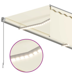 Auvent automatique et store capteur de vent et LED 4x3 m Crème