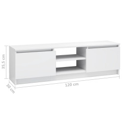 Meuble TV Blanc brillant 120x30x35,5 cm Aggloméré