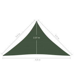 Voile d'ombrage 160 g/m² Vert foncé 3,5x3,5x4,9 m PEHD