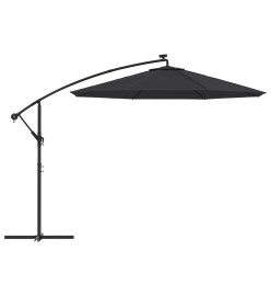 Parasol déporté à LED et mât en acier 300 cm Noir