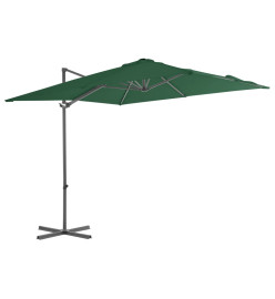 Parasol en porte-à-faux avec mât en acier 250 x 250 cm Vert