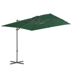 Parasol en porte-à-faux avec mât en acier 250 x 250 cm Vert