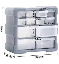 Organisateurs multi-tiroirs avec 12 tiroirs 2 pcs 26,5x16x26 cm