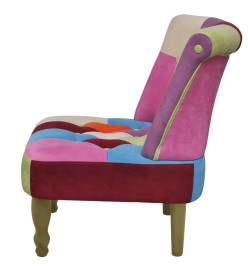 Chaise en style français avec design de patchwork Tissu