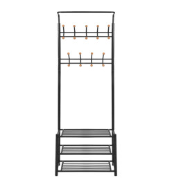 Porte-manteau avec rangement pour chaussures 68x32x182,5cm Noir