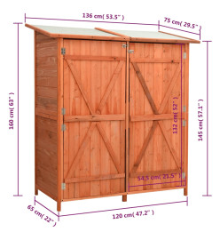 Abri à outils de jardin 136x75x160 cm Bois de sapin massif