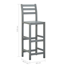 Tabourets de bar lot de 2 gris bois d'acacia massif