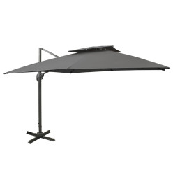 Parasol déporté à double toit 300x300 cm Anthracite