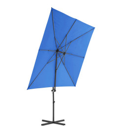 Parasol déporté avec mât en acier Bleu azuré 250x250 cm