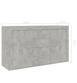 Buffet Gris béton 120x36x69 cm Aggloméré