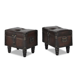 Ensemble de bancs de rangement 3 pcs Marron