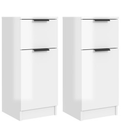 Buffets 2 pcs Blanc brillant 30x30x70 cm Bois d'ingénierie