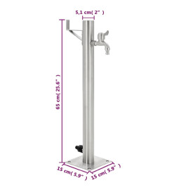 Colonne à eau de jardin ronde Acier inoxydable 65 cm