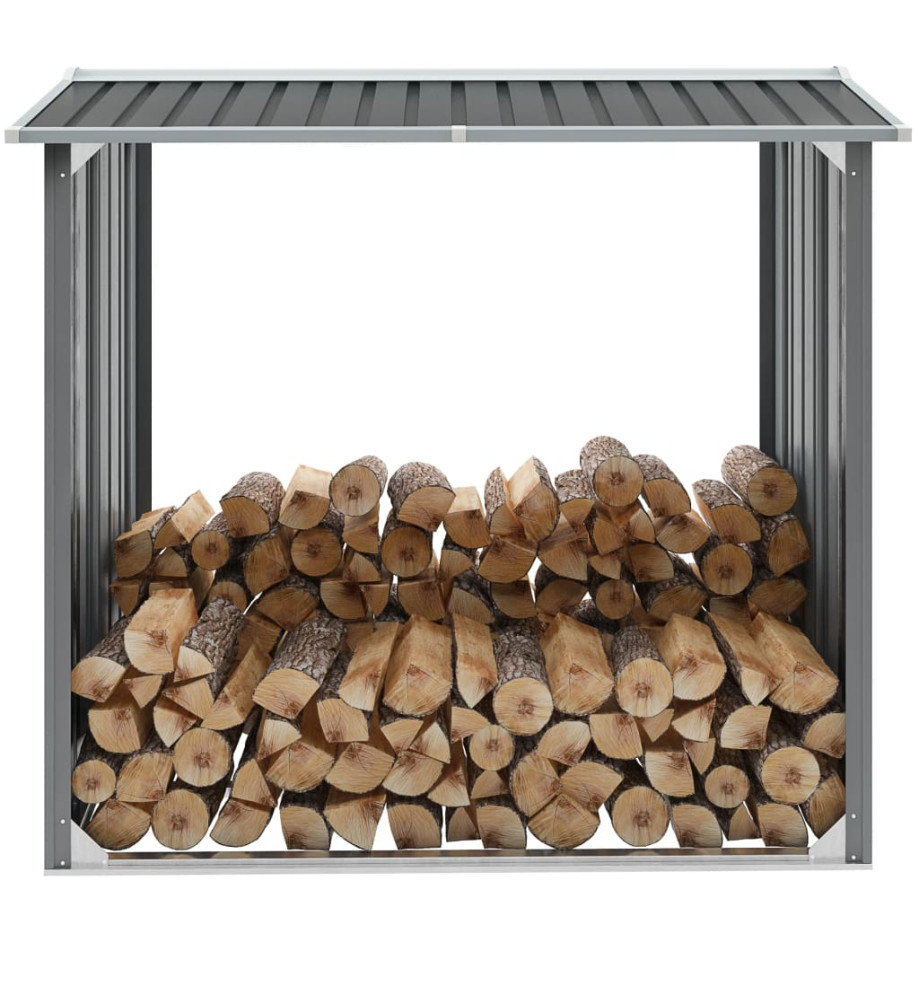 Abri de stockage de bois Acier galvanisé 172x91x154 cm Gris