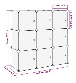 Cubes de rangement 9 pcs avec portes Transparent PP