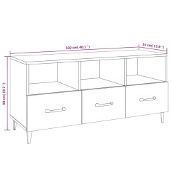 Meuble TV Chêne fumé 102x35x50 cm Bois d'ingénierie