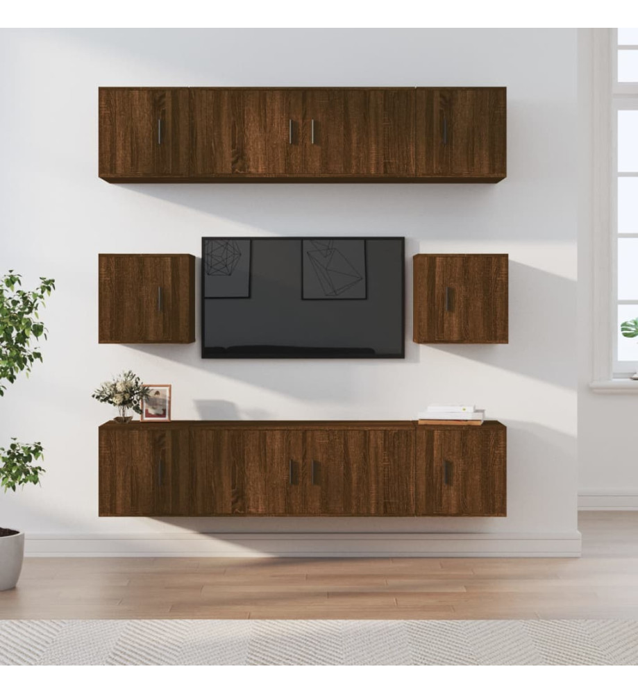 Ensemble de meubles TV 8 pcs Chêne marron Bois d'ingénierie