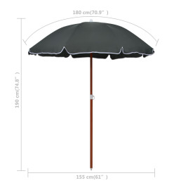 Parasol avec mât en acier 180 cm Anthracite