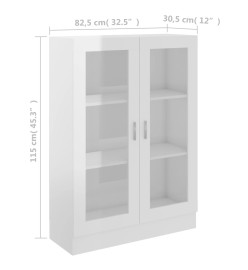 Armoire à vitrine Blanc brillant 82,5x30,5x115 cm Aggloméré