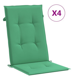 Coussins de chaise de jardin à dossier haut lot de 4 vert tissu