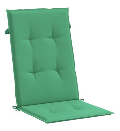 Coussins de chaise de jardin à dossier haut lot de 4 vert tissu