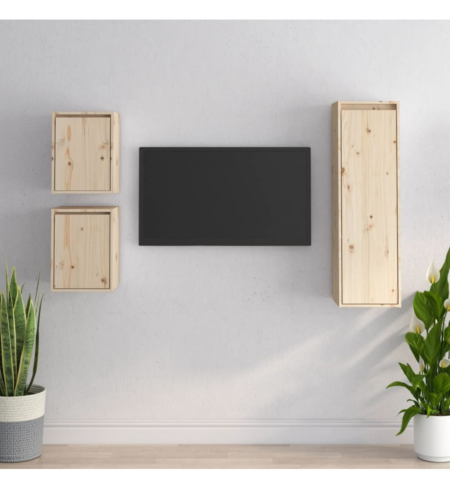 Meubles TV 3 pcs Bois massif de pin