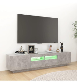 Meuble TV avec lumières LED Gris béton 180x35x40 cm