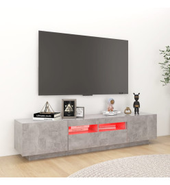 Meuble TV avec lumières LED Gris béton 180x35x40 cm