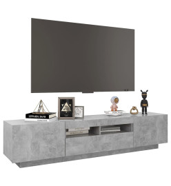 Meuble TV avec lumières LED Gris béton 180x35x40 cm