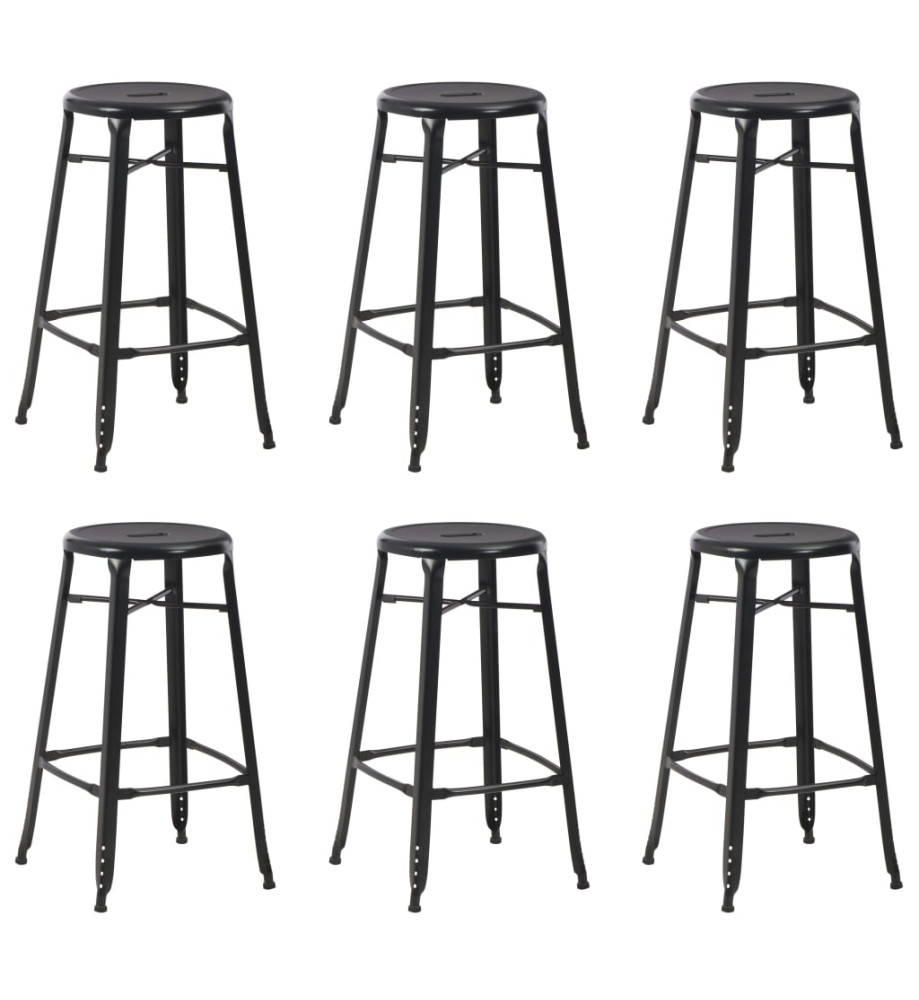 Tabourets de bar lot de 6 noir acier