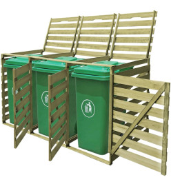 Abri pour poubelle triple 240 L Bois imprégné