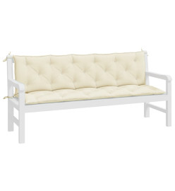 Coussins de banc de jardin 2 pcs blanc crème tissu Oxford