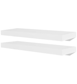 2 Etagères murales en MDF Blanc pour DVD/Livres
