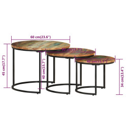 Tables gigognes 3 pcs Bois de récupération massif