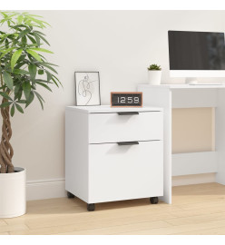 Classeur mobile avec roues Blanc 45x38x54 cm Bois d'ingénierie