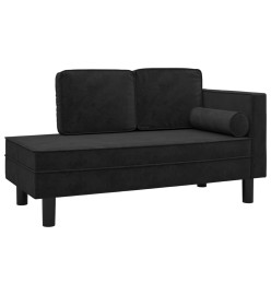 Chaise longue avec coussins et traversin noir velours