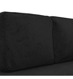 Chaise longue avec coussins et traversin noir velours