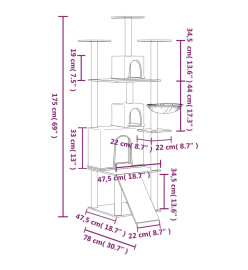 Arbre à chat avec griffoirs en sisal Gris foncé 175 cm